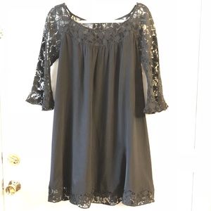 Muse black silk babydoll dress